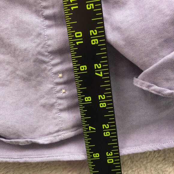 L.L.Bean Mens Dress Shirt Large 16 Neck Cotton Short Sleeve Classic Purple - Picture 4 of 12